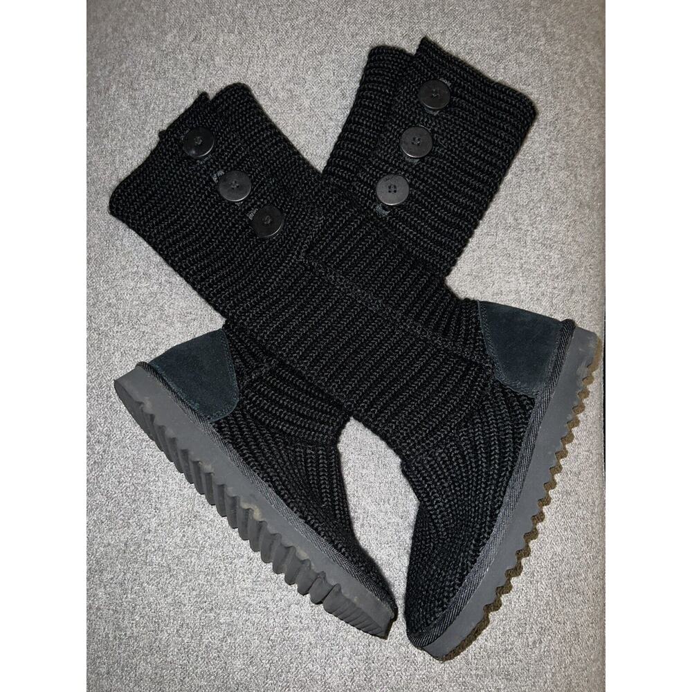 Black Knit Kirkland Costco sweater boots women’s size 8 Sheepskin Insole